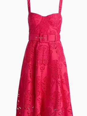 Cara Cara Eyelet cocktail Midi Dress pink. EUC.